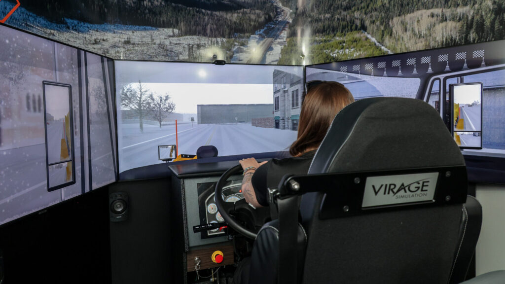 BCRB The RoadShow - Woman using the Virage snowplow simulator
